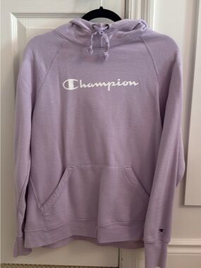 Champion Light Purple Pullover Hoodie with Script Logo